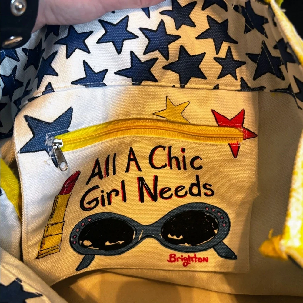 Brighton Canvas Tote Bag Chic Ahoy Nautical Theme Bag Shoulder Hand Painted - Picture 10 of 16